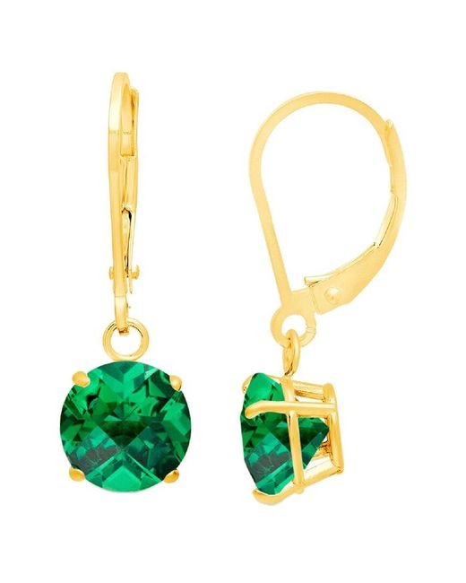 MaxColor Green 10k 1.40 Ct. Tw. Lab-grown Emerald Dangle Earrings