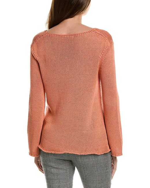 Lafayette 148 New York Orange Loose Knit Silk-blend Sweater