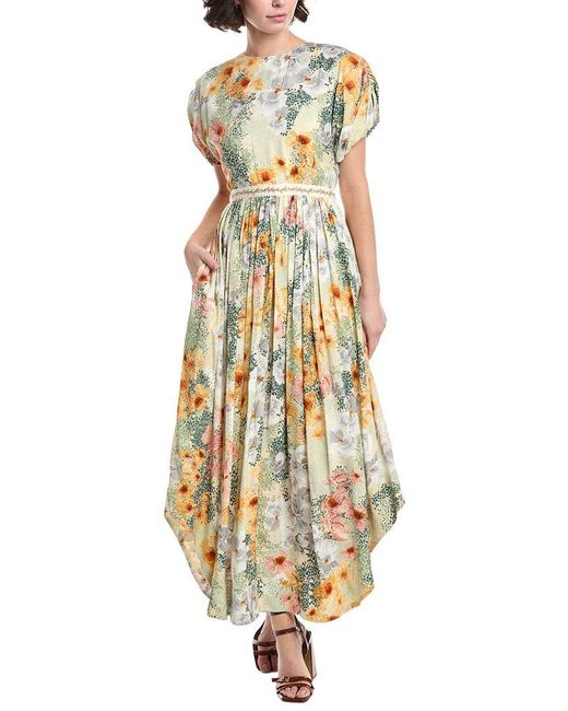 Agua Bendita Metallic Florecer Midi Dress