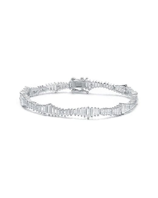 Rachel Glauber White Rhodium Plated Cz Bracelet