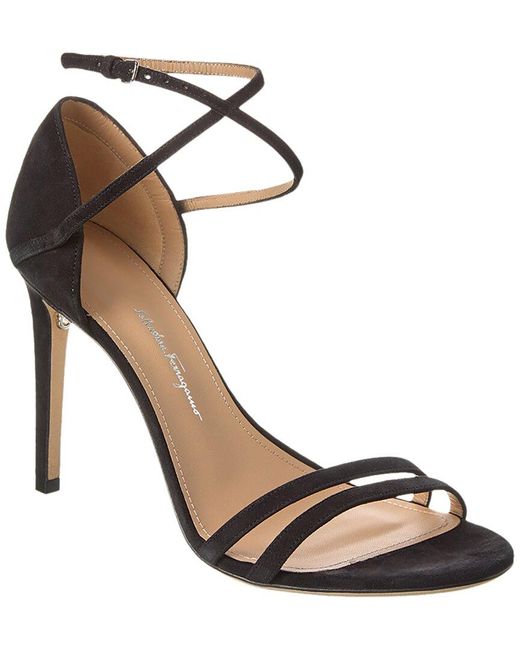 Ferragamo Metallic Ines Xs Suede Sandal