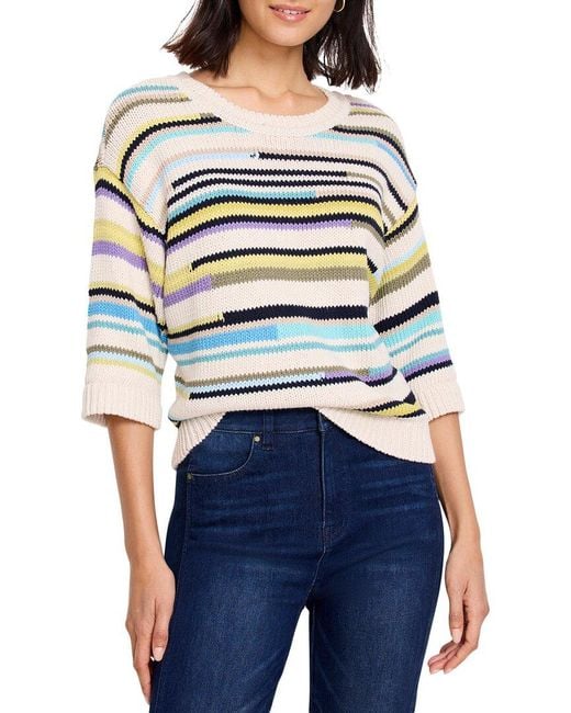 NIC+ZOE White Mixed Up Stripe Sweater
