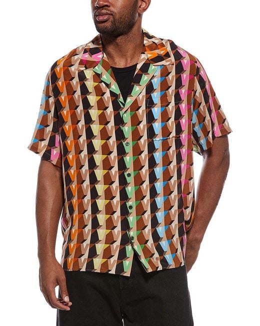Valentino Multicolor Camicia Silk Shirt for men
