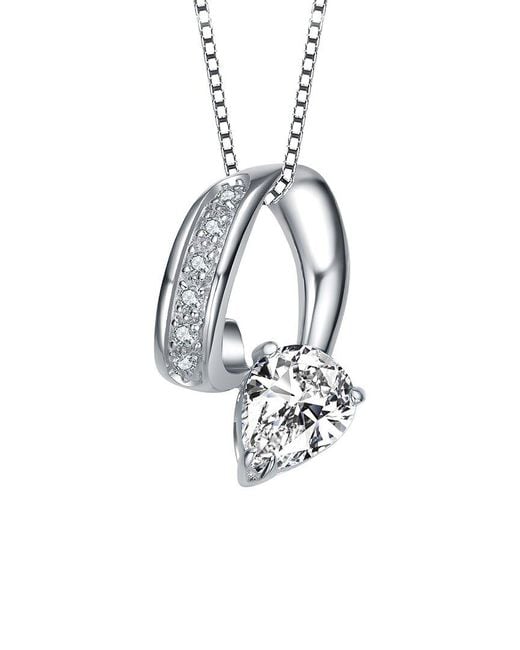 Genevive Jewelry White Silver Cz Pendant