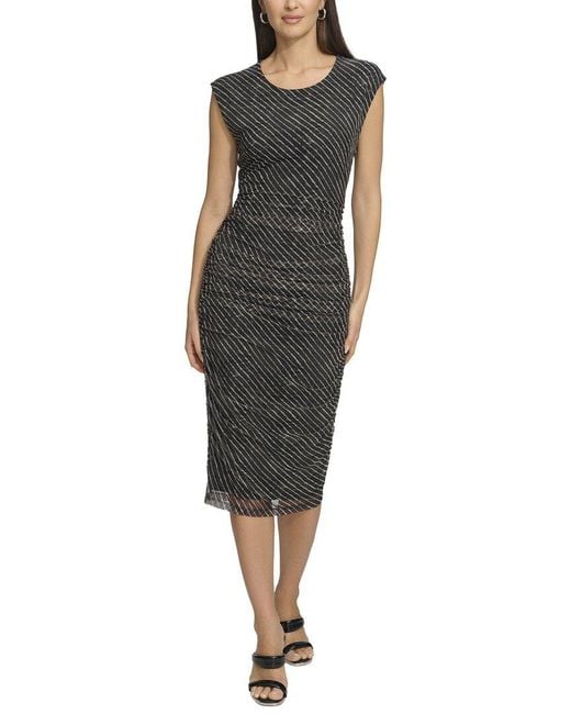 DKNY Black Print Mesh Dress