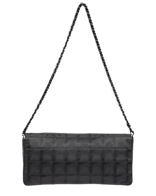 Chanel Black Limited Edition Nylon Canvas Travel Ligne East West Single Flap Bag (Authentic Pre-Owned)