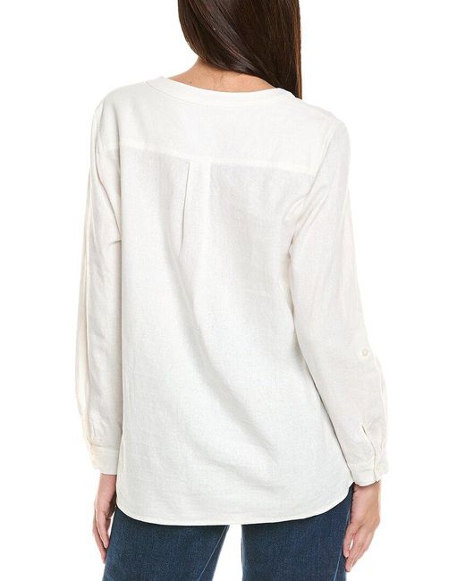 Jones New York White Button Front Linen-Blend Tunic