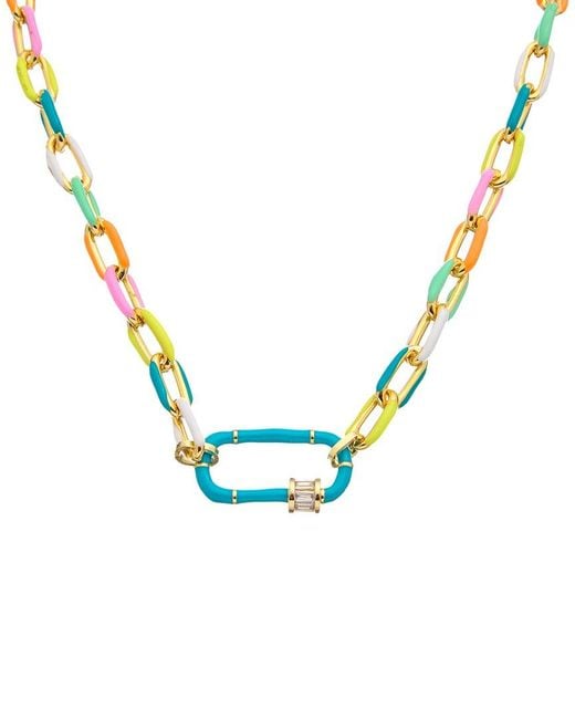 Juvell Metallic 18k Plated Cz Link Necklace