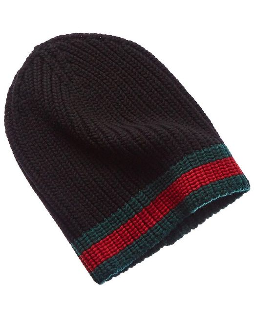 Gucci Black Web Wool Hat