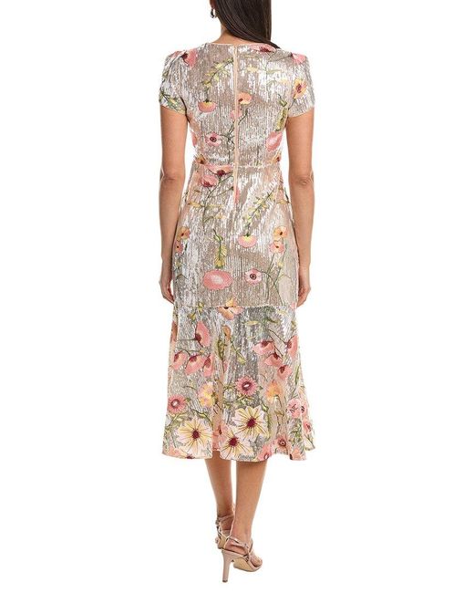 MILLY Gray Tahlia Floral Sequins Embroidery Dress