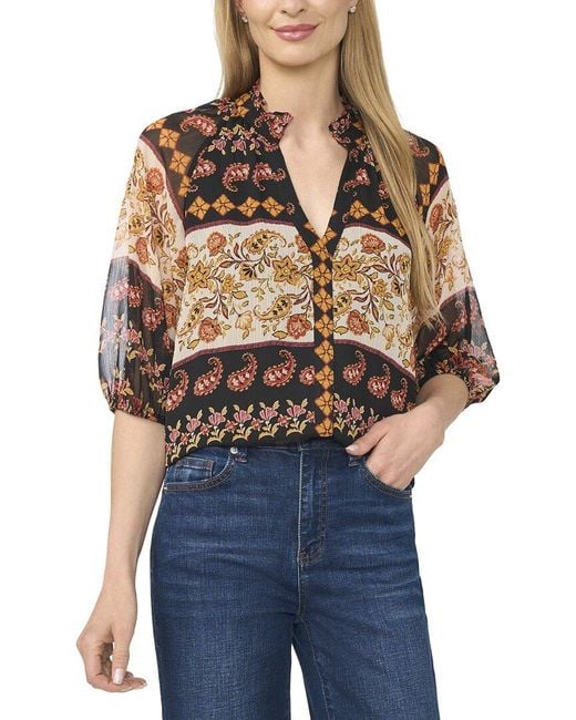 Cece Blue Woven Top