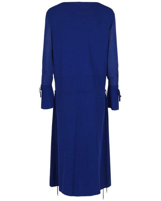 Ferragamo Blue Long-Sleeved Midi Dress