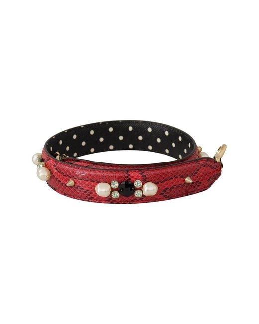 Dolce & Gabbana Red Leather Bag Strap