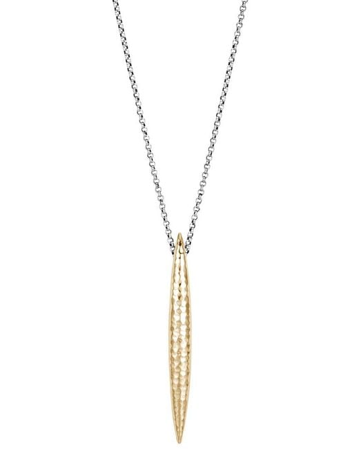 John Hardy Metallic Classic Chain 18k & Silver Hammered Pendant Necklace