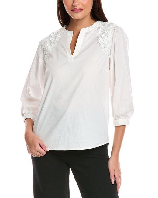 Tahari White A-Line Blouse