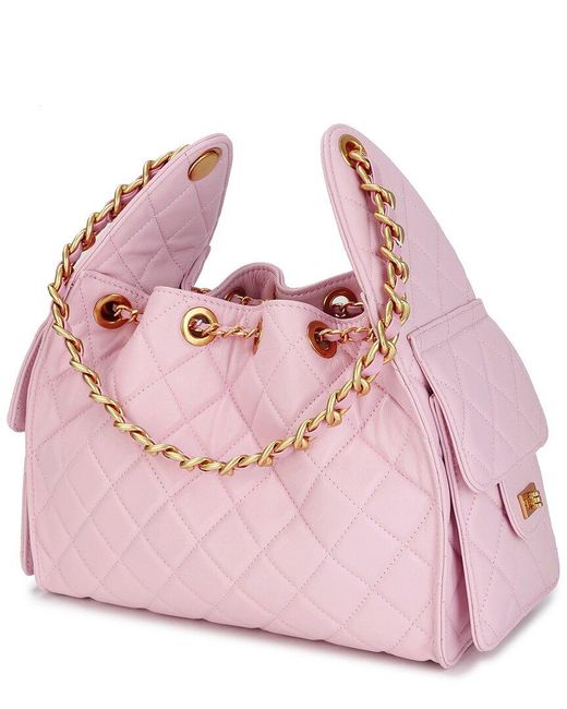 Tiffany & Fred Paris Pink Quilted Leather Shoulder Bag