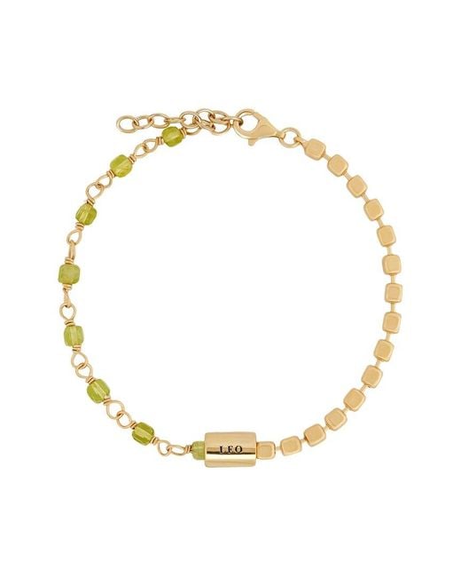 Karma and Luck Metallic Zodiac Plated Peridot Beaded Bracelet