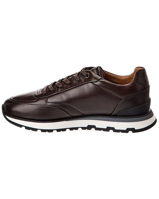 Boss Brown Arigon Leather Sneaker for men