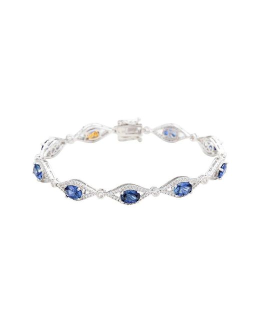 Suzy Levian White Silver 0.02 Ct. Tw. Diamond & Gemstone Bracelet