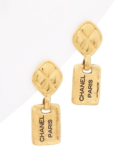 Chanel tag earrings deals