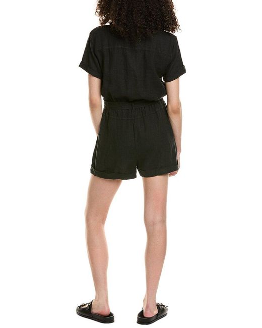 Bella Dahl Black Rolled Hem Linen Utility Romper