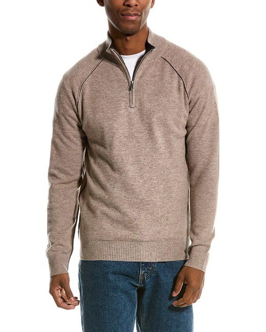 NAADAM Natural Wool & Cashmere-blend 1/4-zip Mock Sweater for men