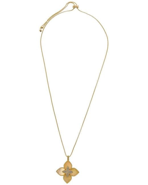 Juvell Metallic Plated Lab-Grown Mother Of Pearl Cz Clover Necklace