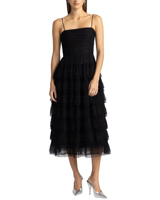 Zac Posen Black Layered Tulle Dress