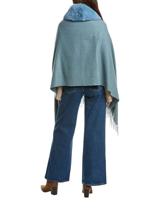La Fiorentina Blue Embellished Cashmere Wrap