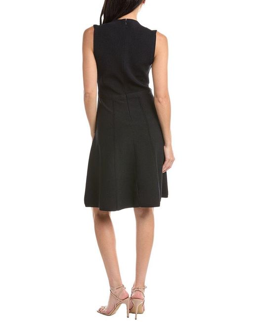 St. John Black Flared Knit Midi Dress