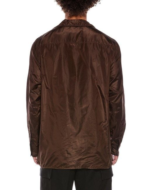 Valentino Brown Camicia Maniche Lunghe Button Front Silk Shirt for men