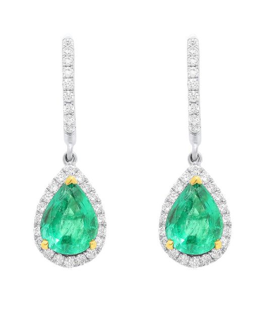 Diana M Green Fine Jewelry 18k 3.58 Ct. Tw. Diamond & Emerald Earrings