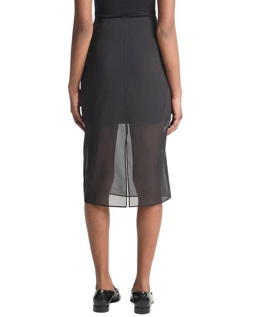 Vince Black Sheer Silk-Blend Pencil Skirt