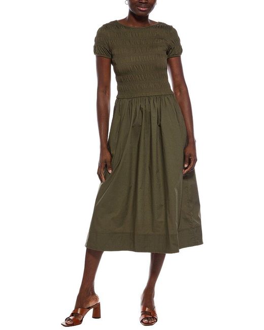 Madewell Green Abruzzo Smocked Midi Dress
