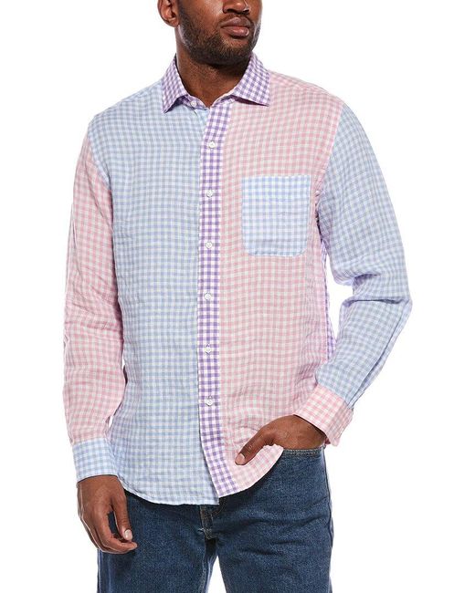 J.McLaughlin Blue Gramercy Linen Shirt for men