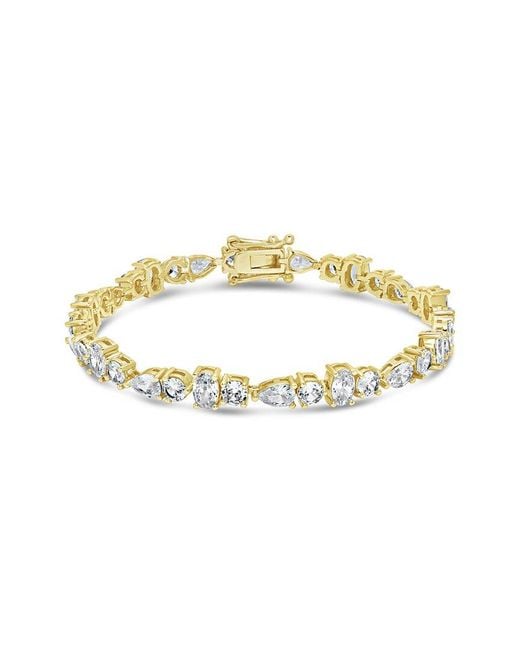 Sterling Forever Metallic 14k Plated Cz Billie Tennis Bracelet