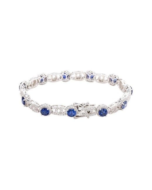 Suzy Levian White Silver 0.02 Ct. Tw. Diamond & Gemstone Bracelet