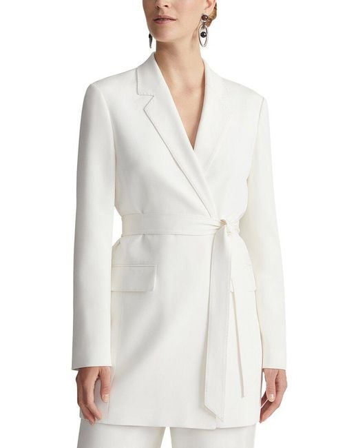 Lafayette 148 New York White Notch Lapel Silk-Blend Blazer