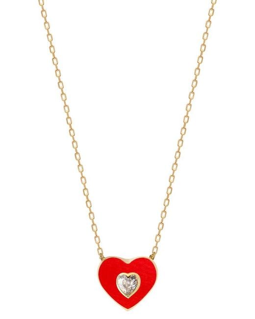 Gabi Rielle White Color Forward 14k Vermeil Crystal & French Enamel Heart Necklace