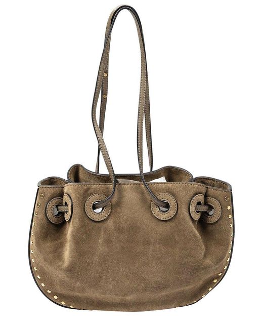 Chloé Metallic Light Suede Leather Small Studded Bucket Shoulder Bag (Authentic Pre-Owned)