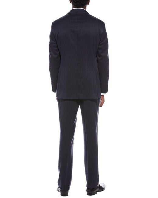 Brunello Cucinelli Blue 2Pc Silk Suit With Pleated Pant for men