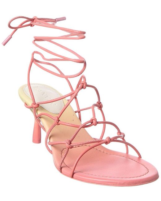 Lanvin Pink Logo Leather Sandal