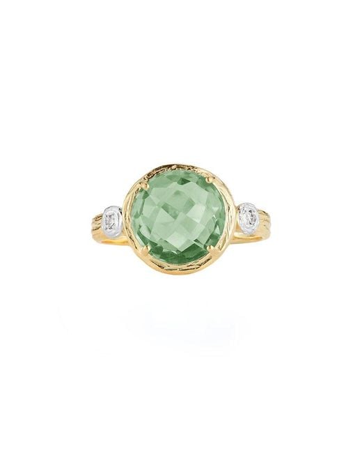 Reiss Metallic 14k 3.28 Ct. Tw. Diamond & Green Amethyst Ring