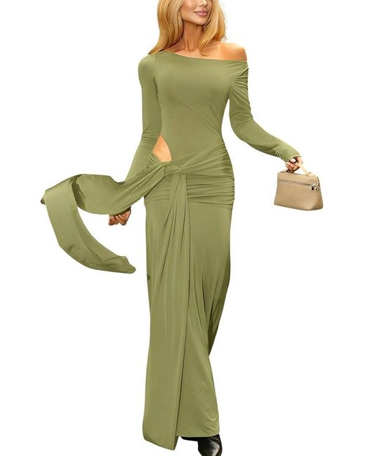 Monique Lagarde Green Solid Maxi Dress