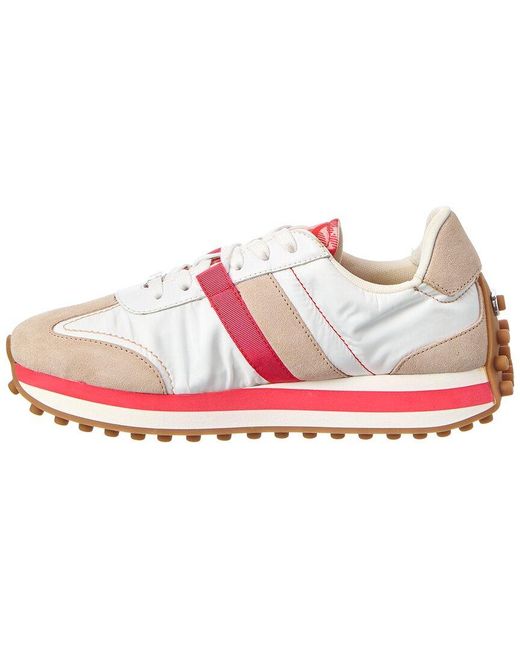 Ferragamo Pink Iulia Suede-Trim Sneaker