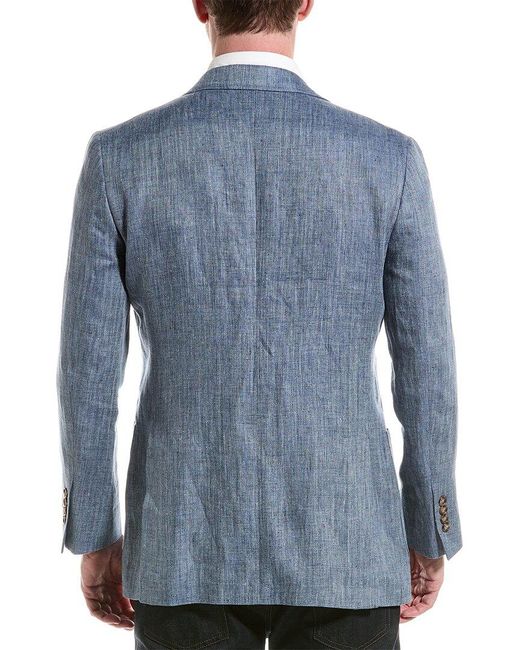 Brooks Brothers Blue Classic Fit Linen Suit Jacket for men