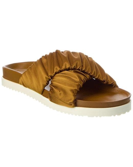 3.1 Phillip Lim Brown Crossover Satin Pool Slide