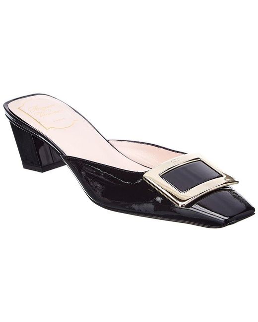 Roger Vivier Blue Belle Vivier Buckle Patent Mule