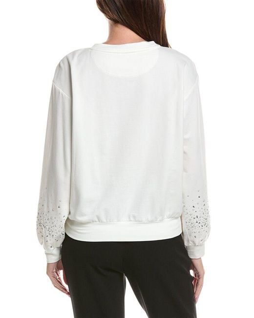 Karl Lagerfeld White Crystal Pearl Sweatshirt