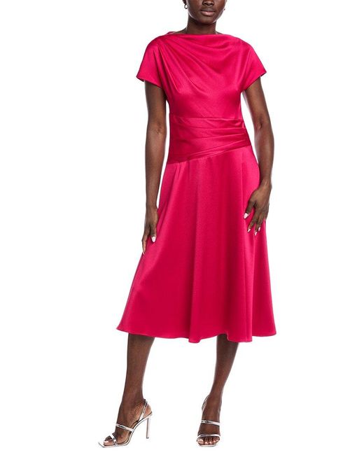 Teri Jon Pink Pebble Satin A-Line Gown